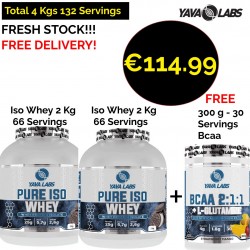 1+1+FREE 300 g Yava Labs Pure Iso Whey 4000 g - 132 Servings + 300 g Bcaa - 30 Servings