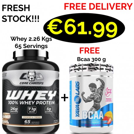 CORE CHAMPS 100% WHEY PROTEIN 2.26 Kgs -66 Servings