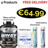 CORE CHAMPS 100% WHEY PROTEIN 2.26 Kgs - 65 Servings + FREE Creatine 250 g + FREE Electrolytes + FREE Multivitamins